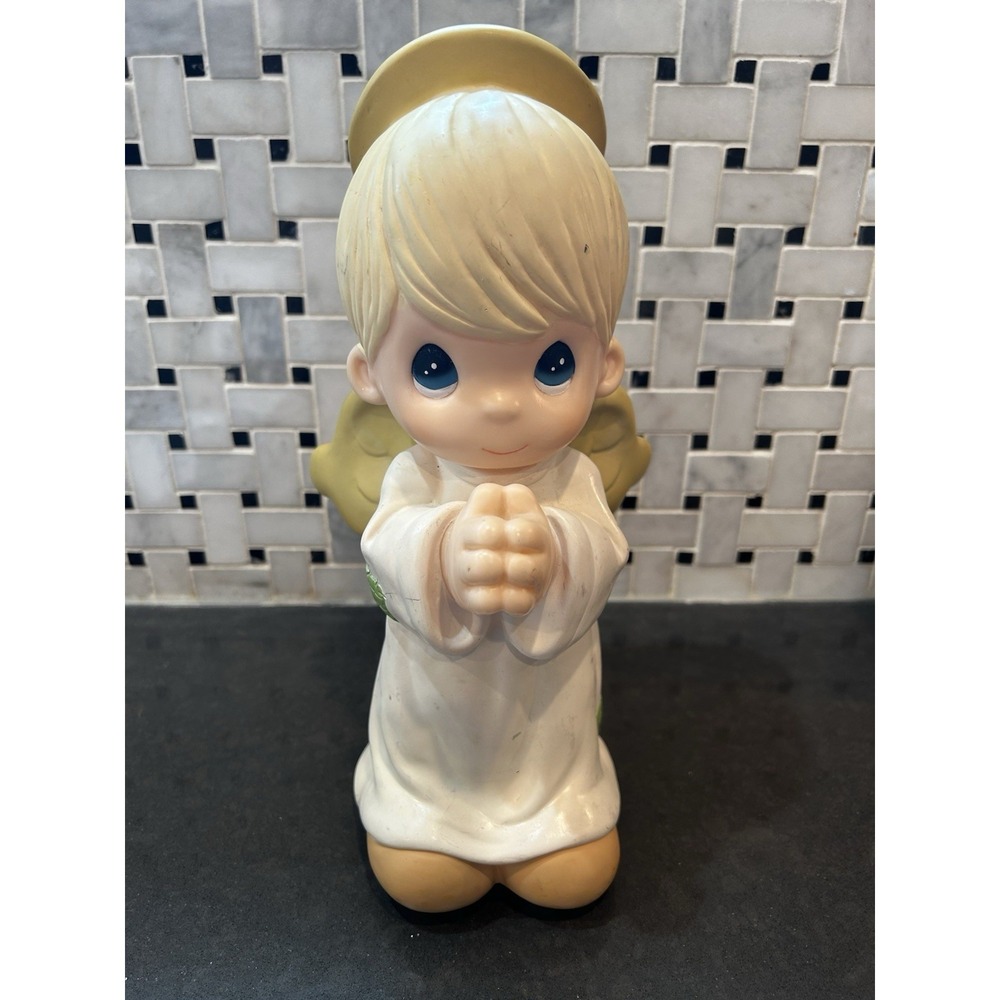 Precious Moments Christmas Praying Boy Angel Light-Up Blow Mold 11.5" Working!